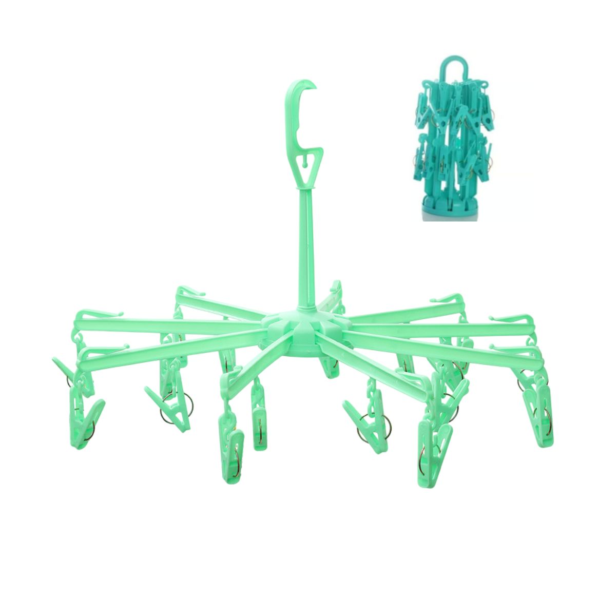 GENERICO - Colgador perchero de ropa con 16 ganchos VERDE