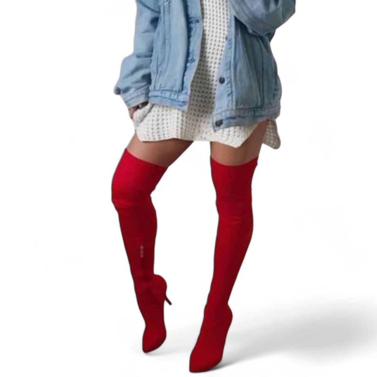 GENERICO - Botin Mujer Yomar Stretch Sueder Aguja 71299P-75 Color Rojo