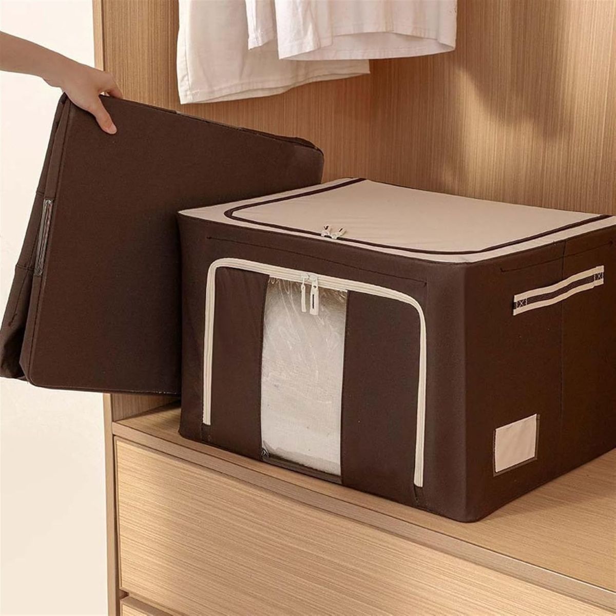 ELMEJORPRECIO - Cesta Para Sabana Edredones Multiuso Plegable Marrón