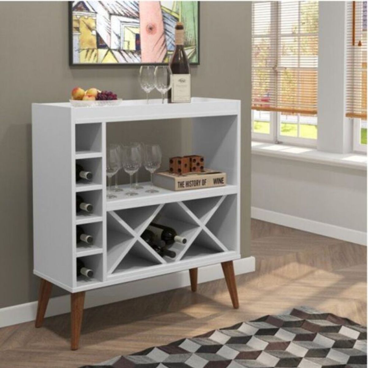 GENERICO - Mueble Bar Moderno Y Elegante Estocolmo Blanco R&R Muebles