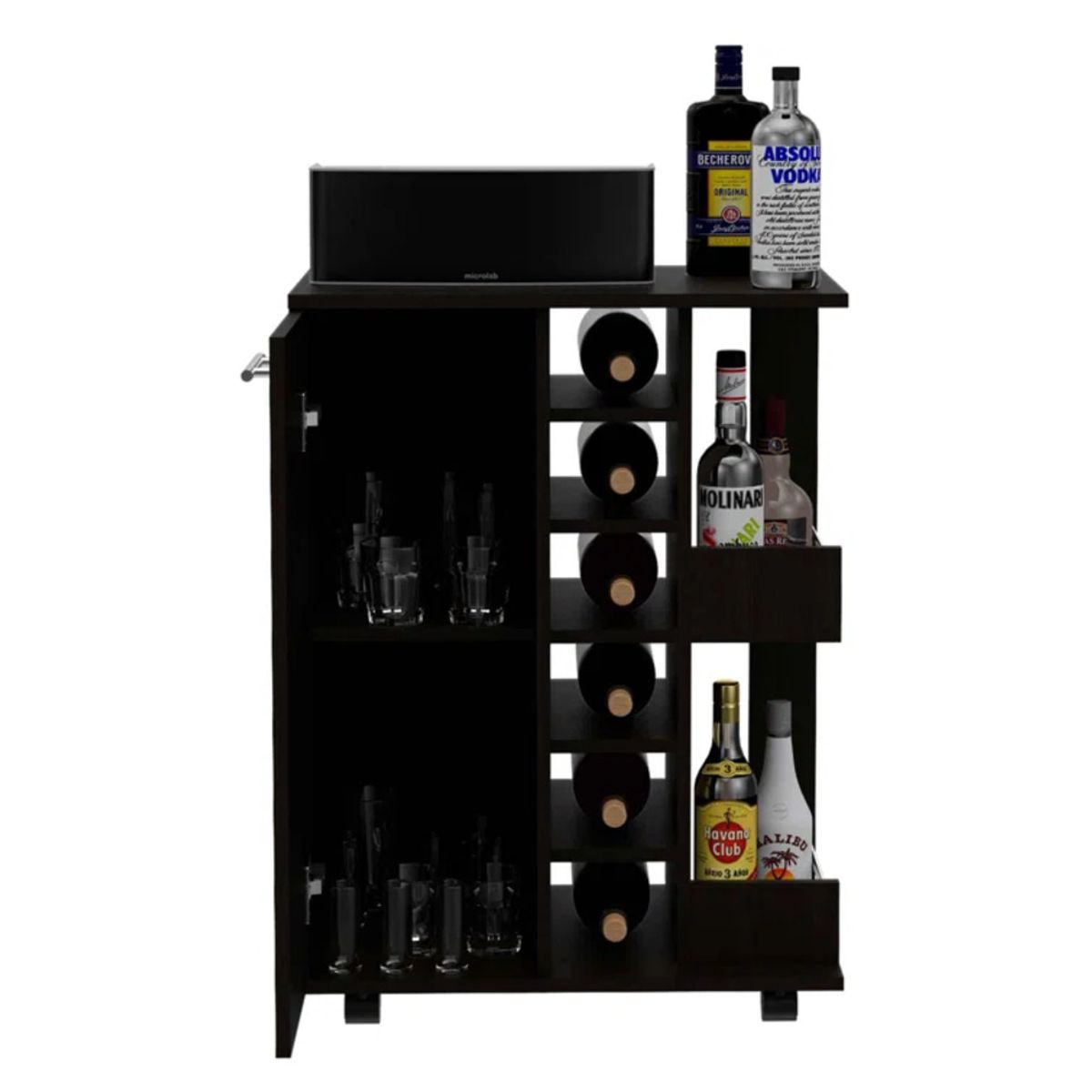 GENERICO - Mini Bar Moderno Basil Negro R&R Muebles