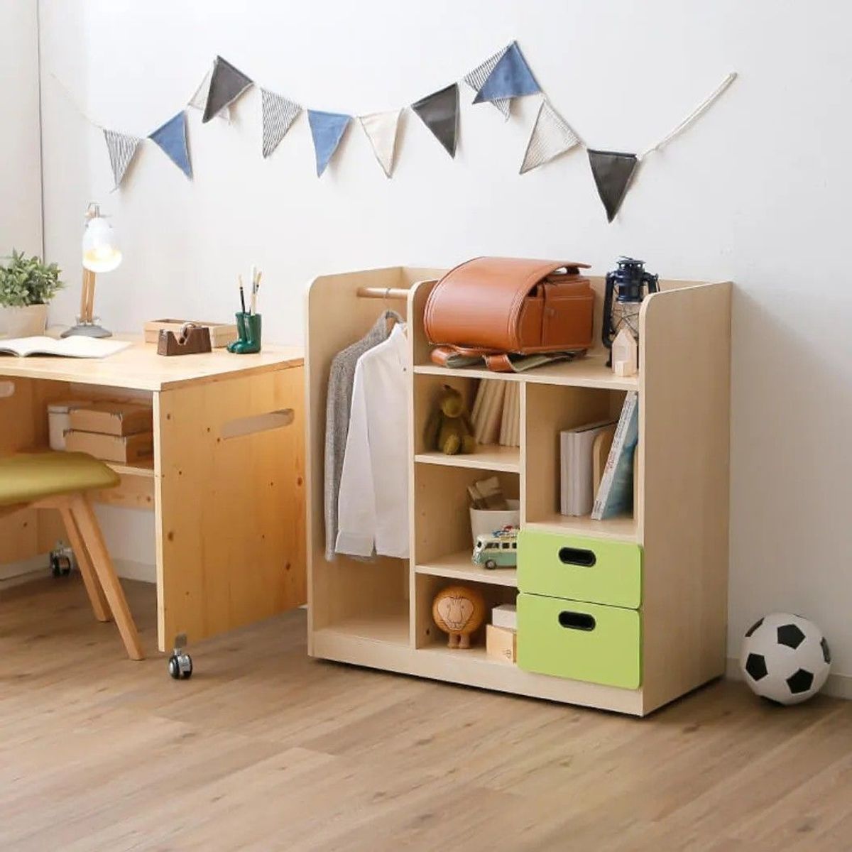 GENERICO - Mini Armario Infantil con 2 cajones color verde Leyka R&R Muebles