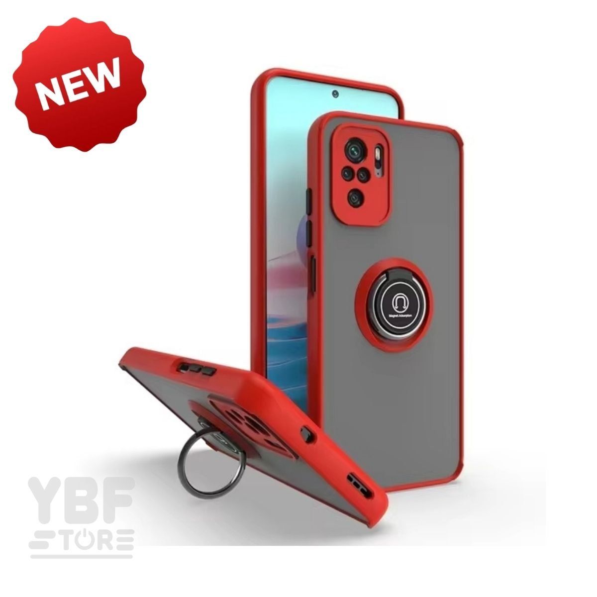 GENERICO - Case Ahumado con Anillo Rojo para Motorola Moto E32