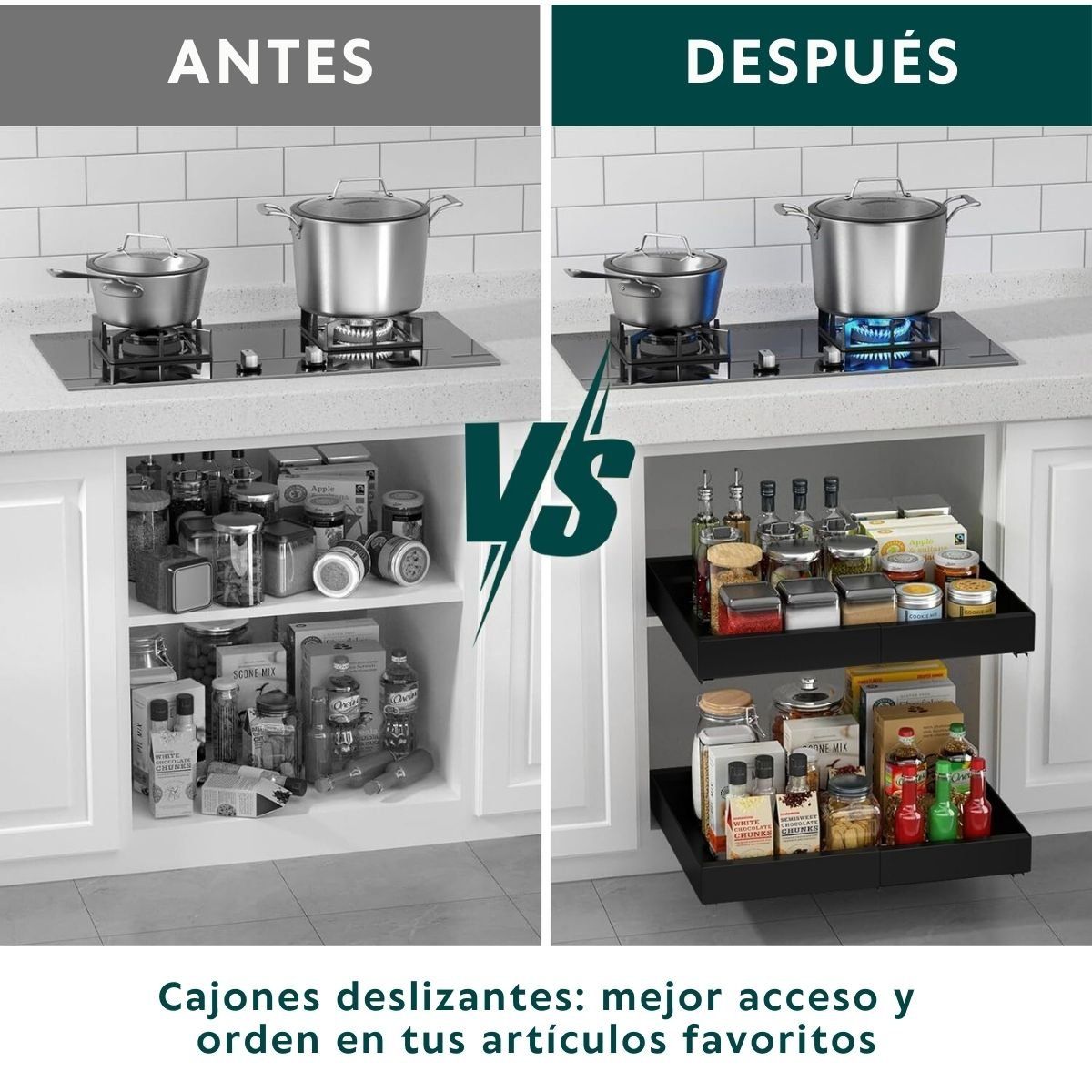 Cajón Deslizante y Expandible Organizador Extraíble Negro, marca HOGARMAS - Foto 2