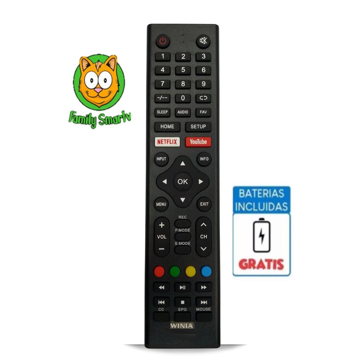 GENERICO - Control Remoto TV Winia HD Smart 2024 + Pilas