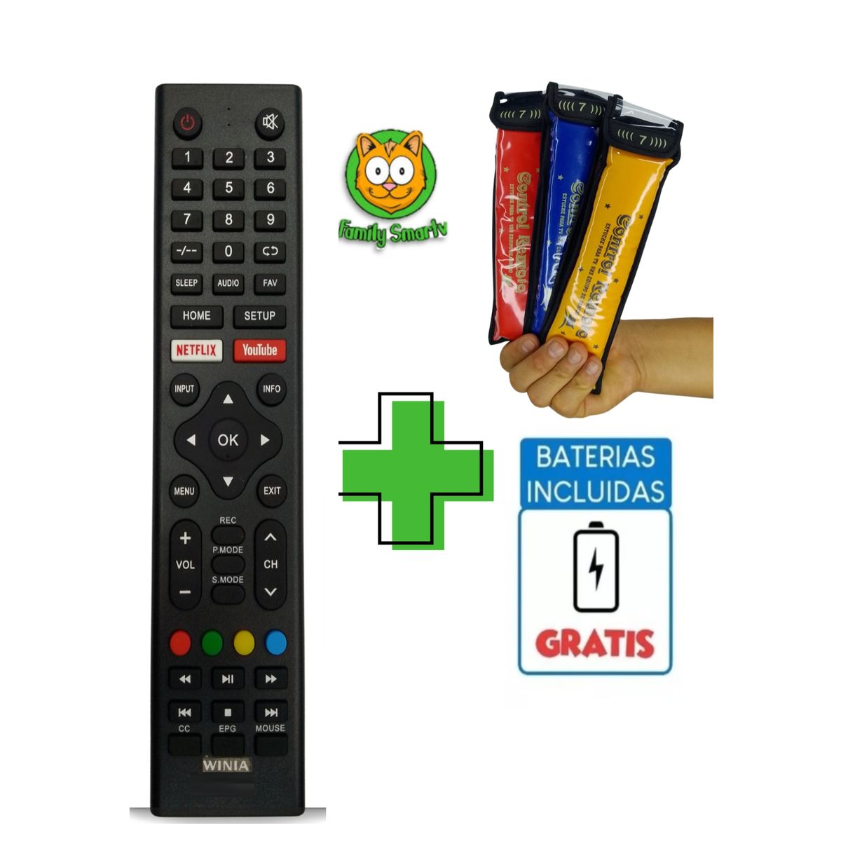 GENERICO - Control Remoto TV Winia HD Smart 2024 + Funda