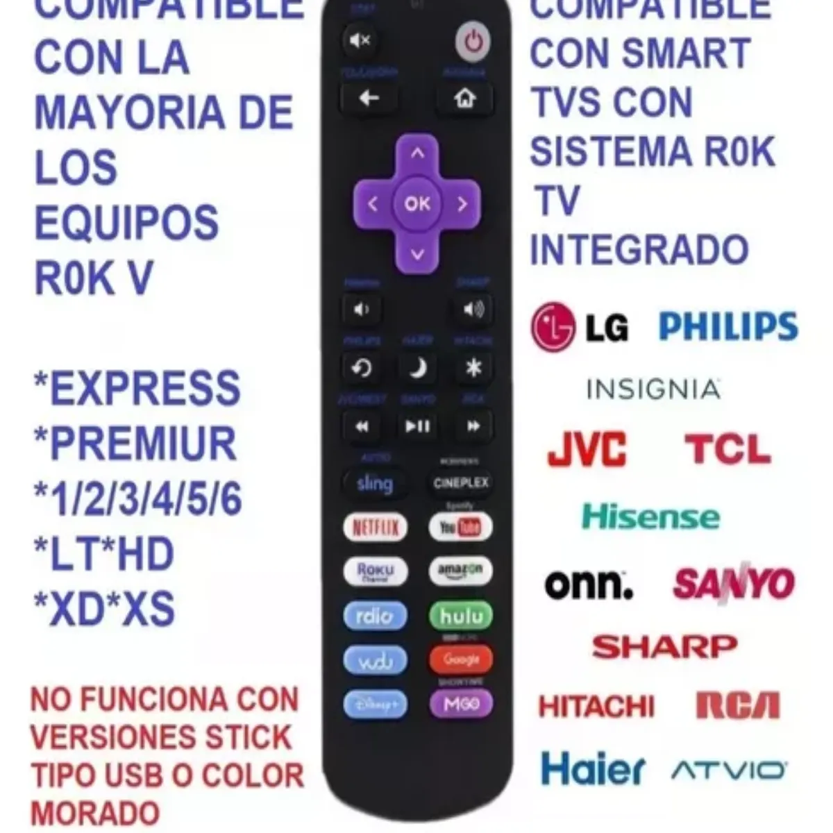 GENERICO - Control Remoto Para Roku Premiere Roku Express Y Roku Tv