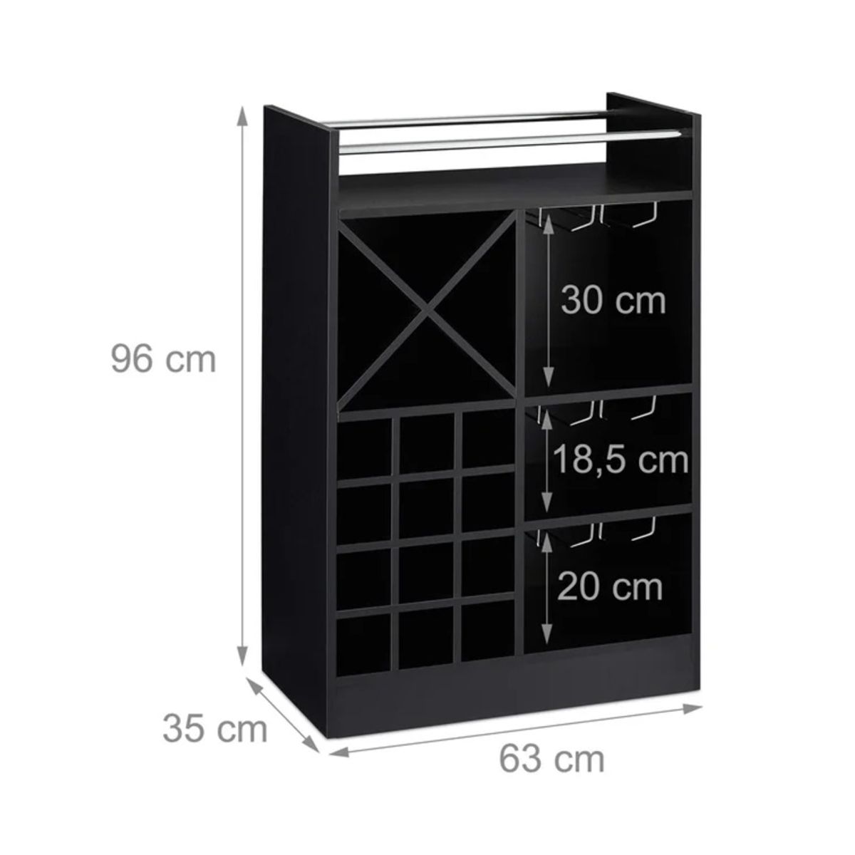 GENERICO - Mini Bar Moderno Meia Negro R&R MUEBLES