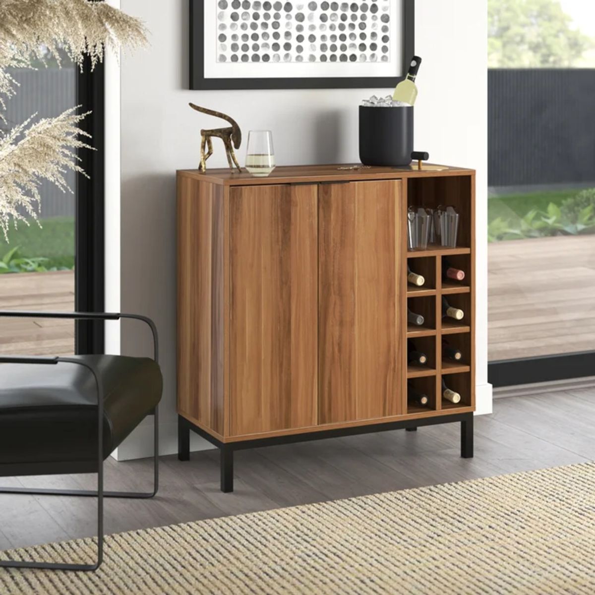 R&R MUEBLES - Mini Bar Moderno Hibiki Marron R&R MUEBLES