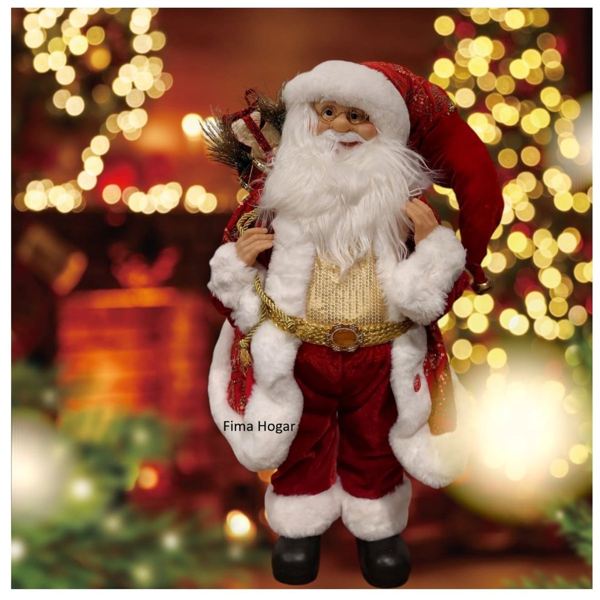 GENERICO - Papa Noel Adorno Muñeco de Navidad Musical 80 cm rojo y blanco