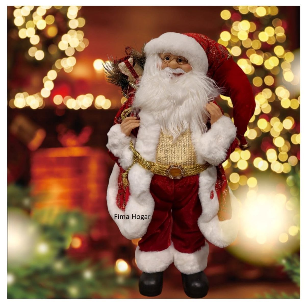 GENERICO - Papa Noel Adorno Muñeco de Navidad Musical 80 cm rojo y blanco