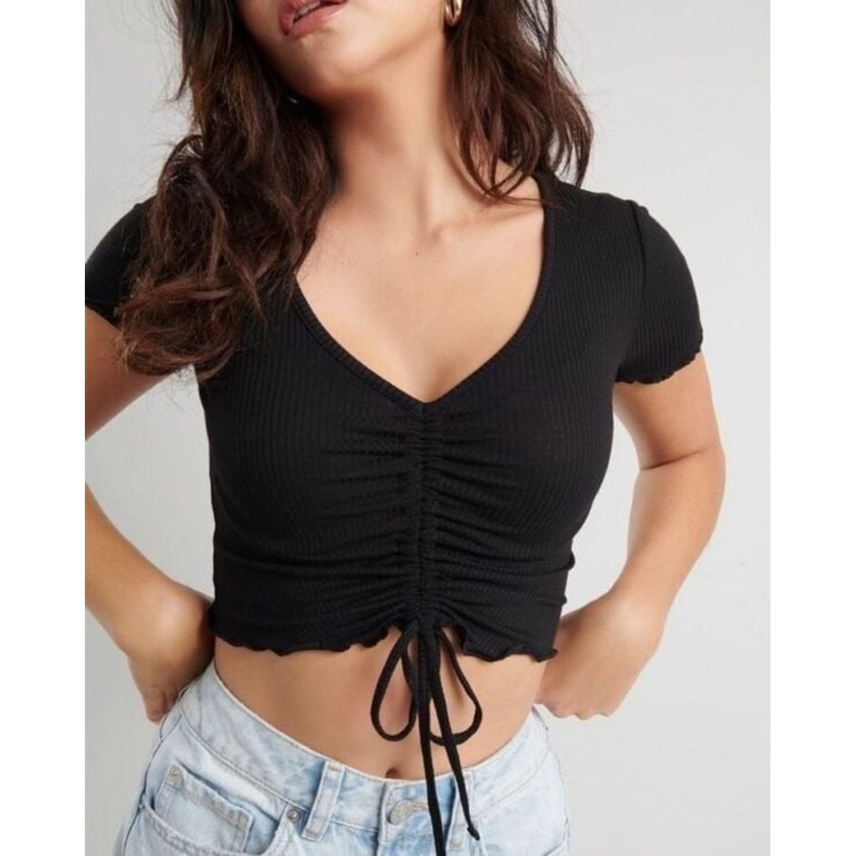 GENERICO - Top Basico Mujer Yomar Rip Grueso Jalapita Color Negro