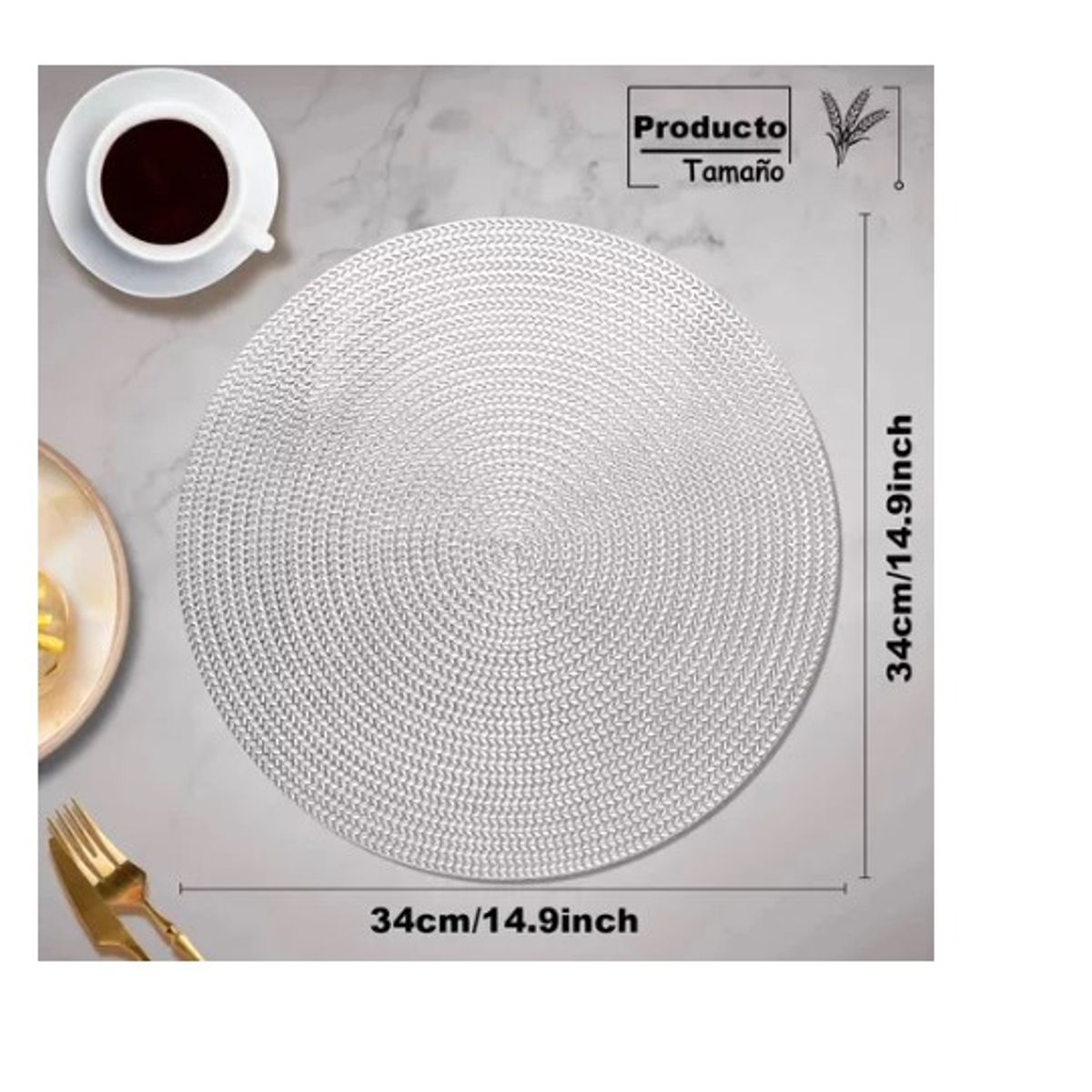 GENERICO - Set De Individuales Redondo Tapete De Mesa 38cm