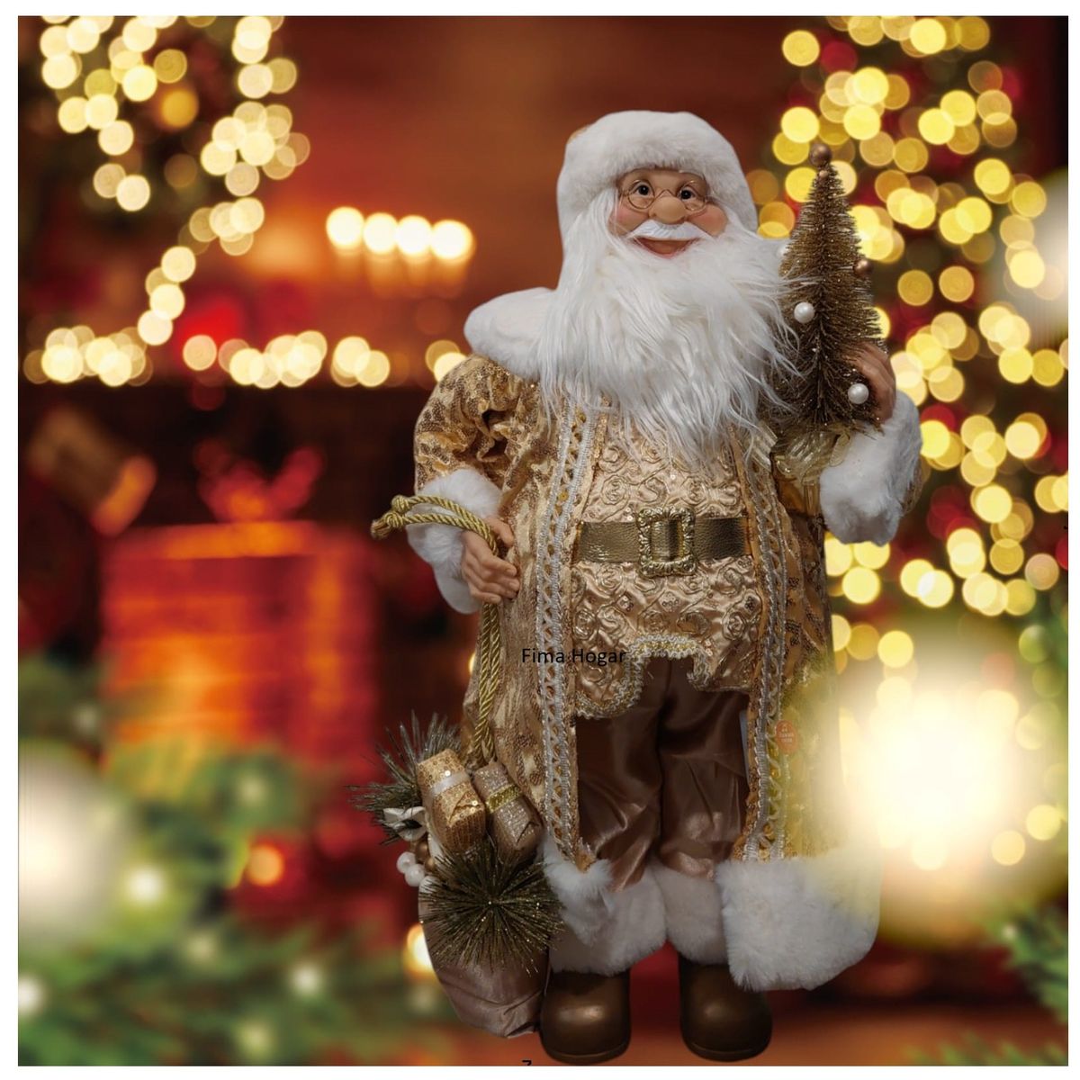 GENERICO - Papa Noel Adorno Muñeco de Navidad Musical 80 cm dorado