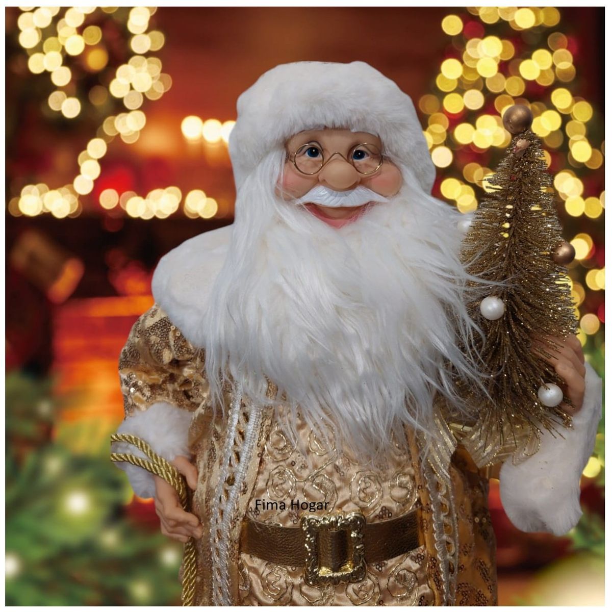 GENERICO - Papa Noel Adorno Muñeco de Navidad Musical 80 cm dorado