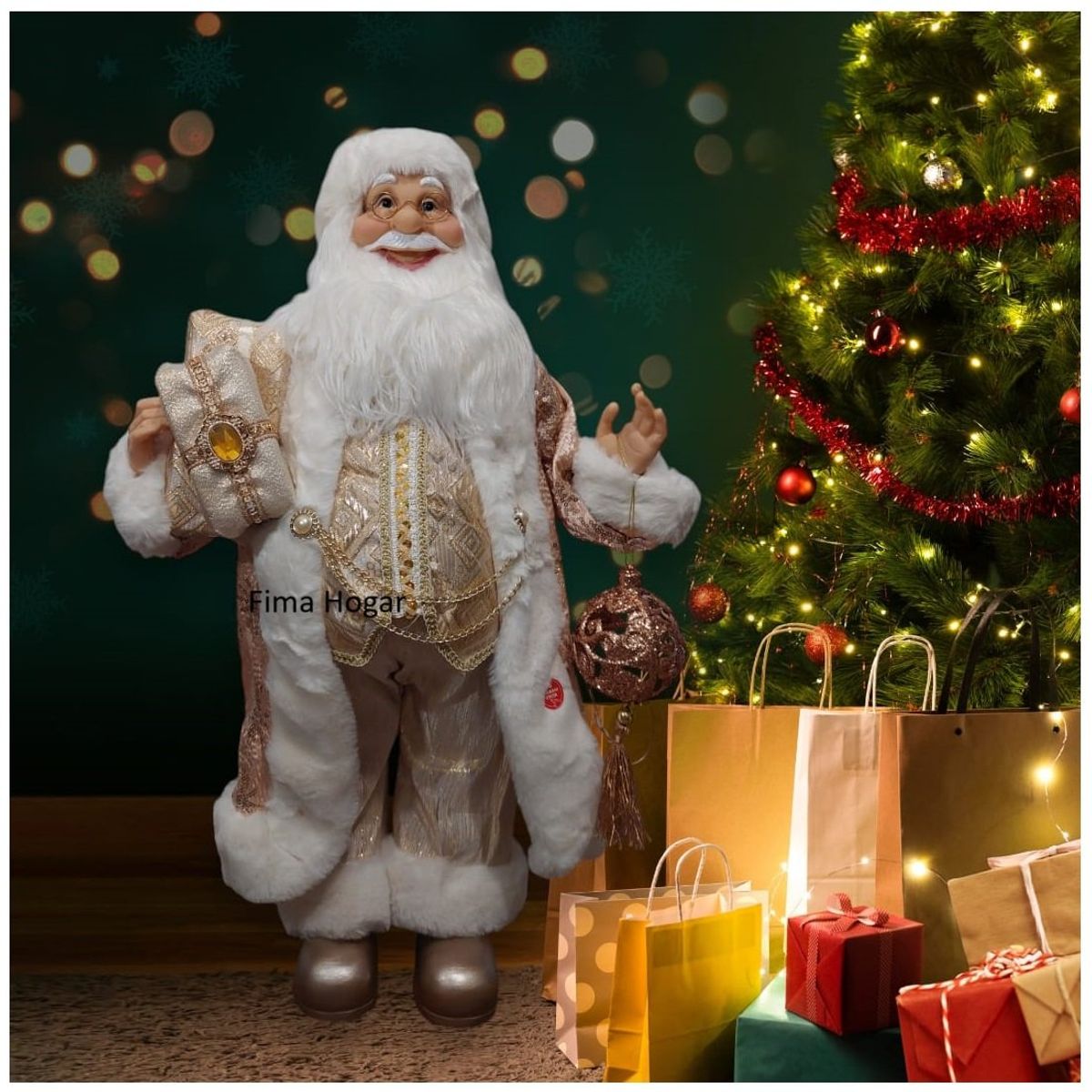 GENERICO - Papa Noel Adorno Muñeco de Navidad Musical 80 cm rosado