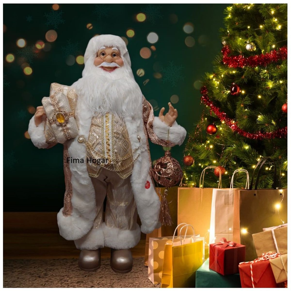 GENERICO - Papa Noel Adorno Muñeco de Navidad Musical 80 cm rosado