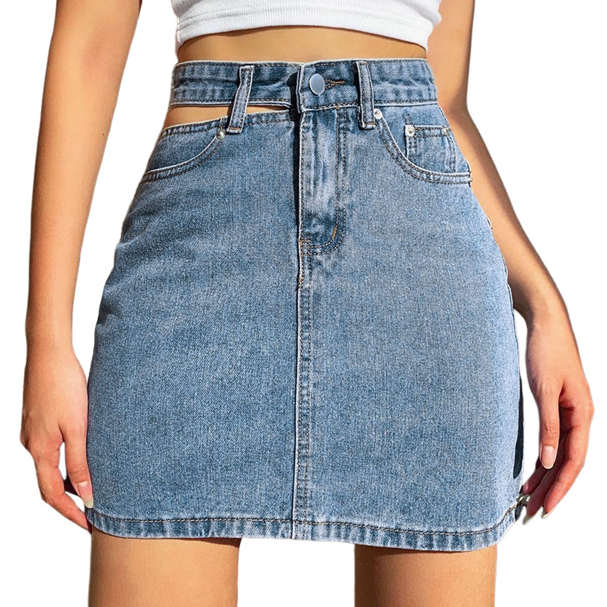 BLWOENS - Falda Jeans Mujer - Azul