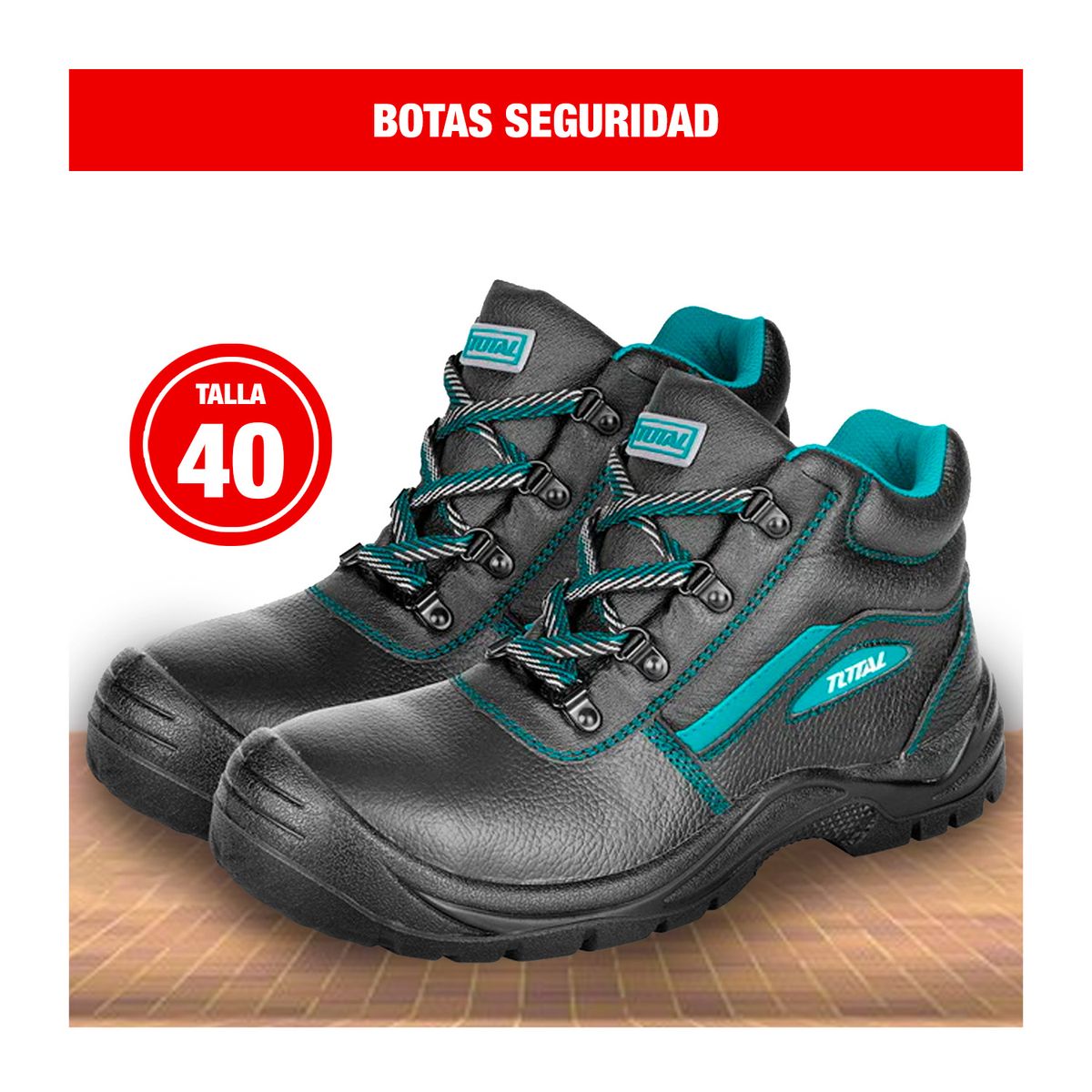 TOTAL TOOLS - ZAPATOS PUNTA DE ACERO SEGURIDAD NEGRO TALLA 40 TOTAL - TSP202SB.40