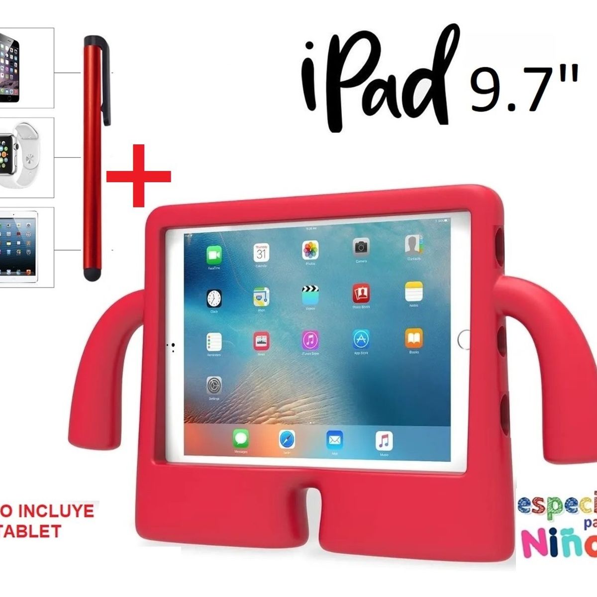 GENERICO - Funda para Niños + Lapiz Optico para iPad 9.7 5ta 6ta 2017 / 2018 Case