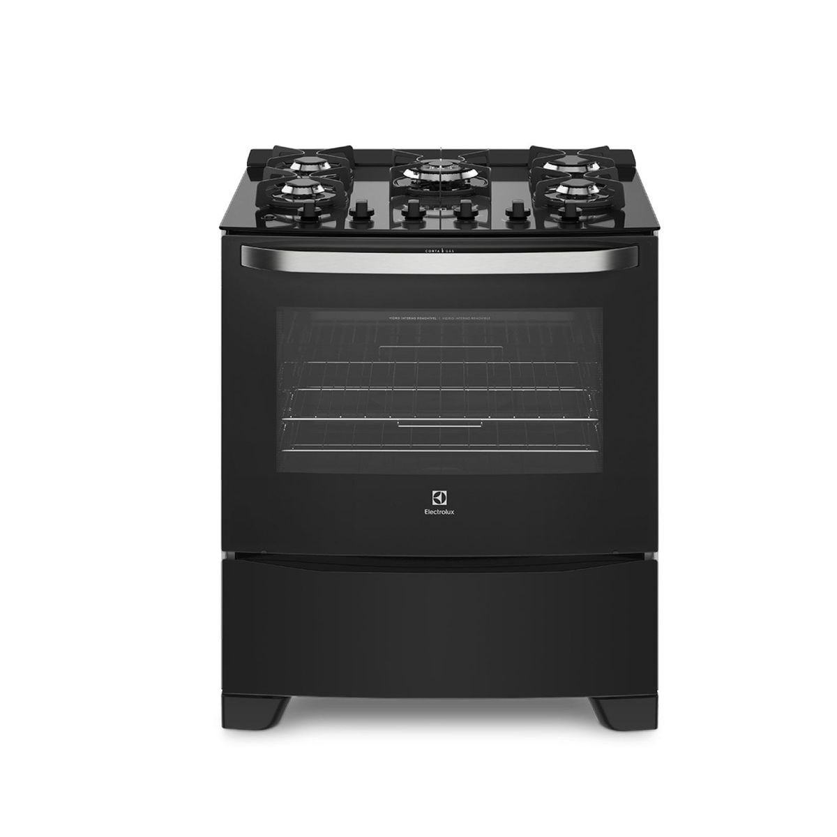 ELECTROLUX - Cocina Electrolux con Vidrio Templado de 5 Quemadores Negra 76GS-CL
