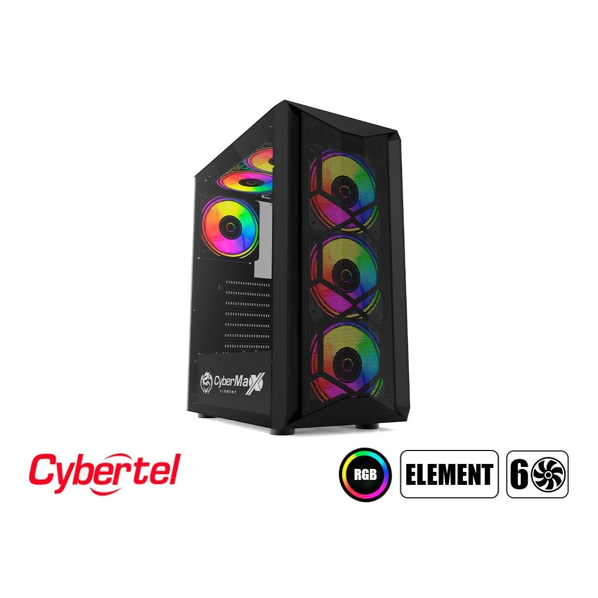 CYBERTEL - CASE CYBERTEL ELEMENT 6 COOLER RAINBOW/VIDRIO TEMPLADO