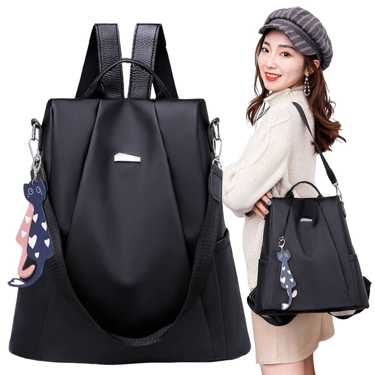 GENERICO - Mochila Bolso Multifuncional Mujer Antirrobo Moda Cartera Bolso Negro