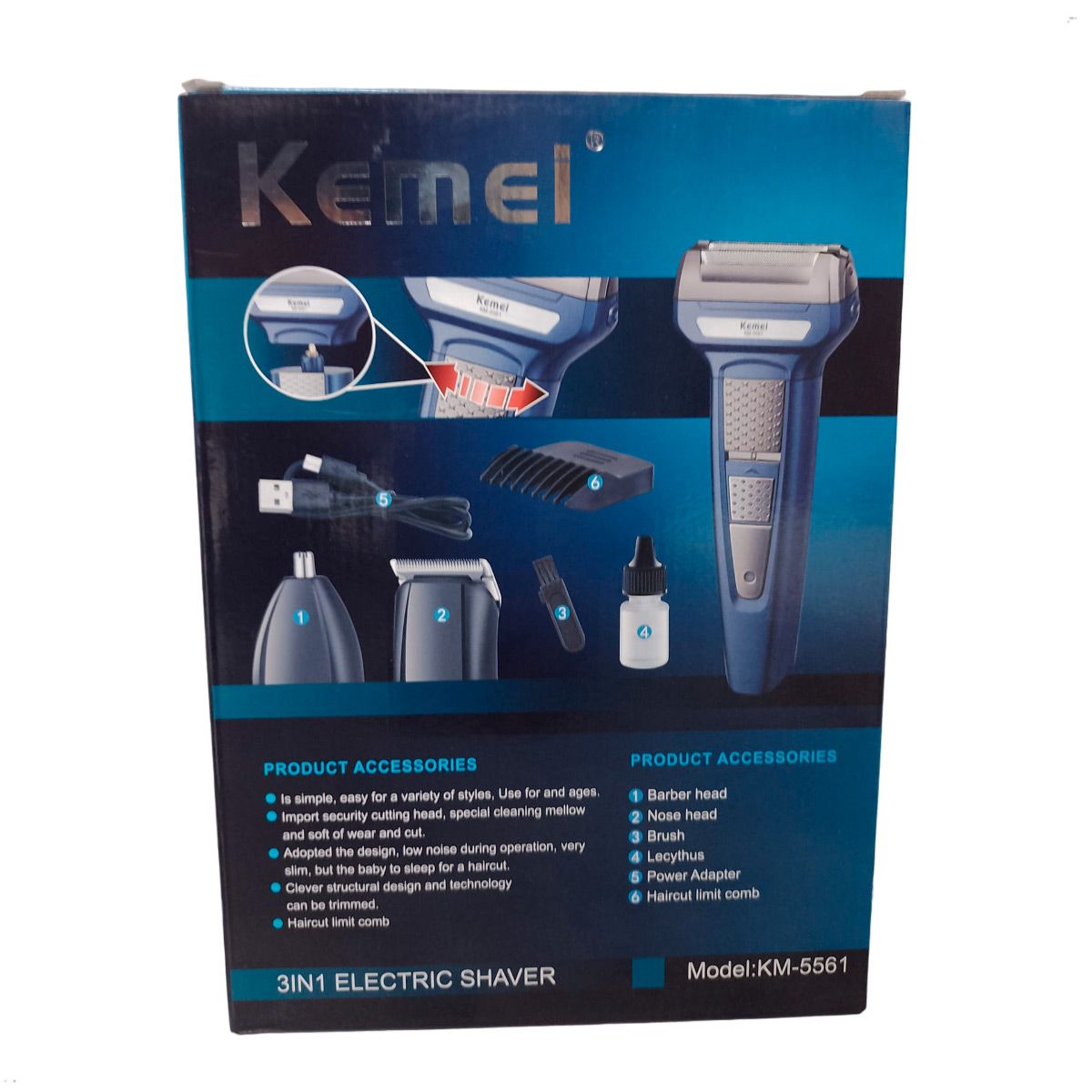 KEMEI - AFEITADOR ELECTRICO KEMEI KM 5561 GROOMING KIT 3 EN 1 HOMBRE