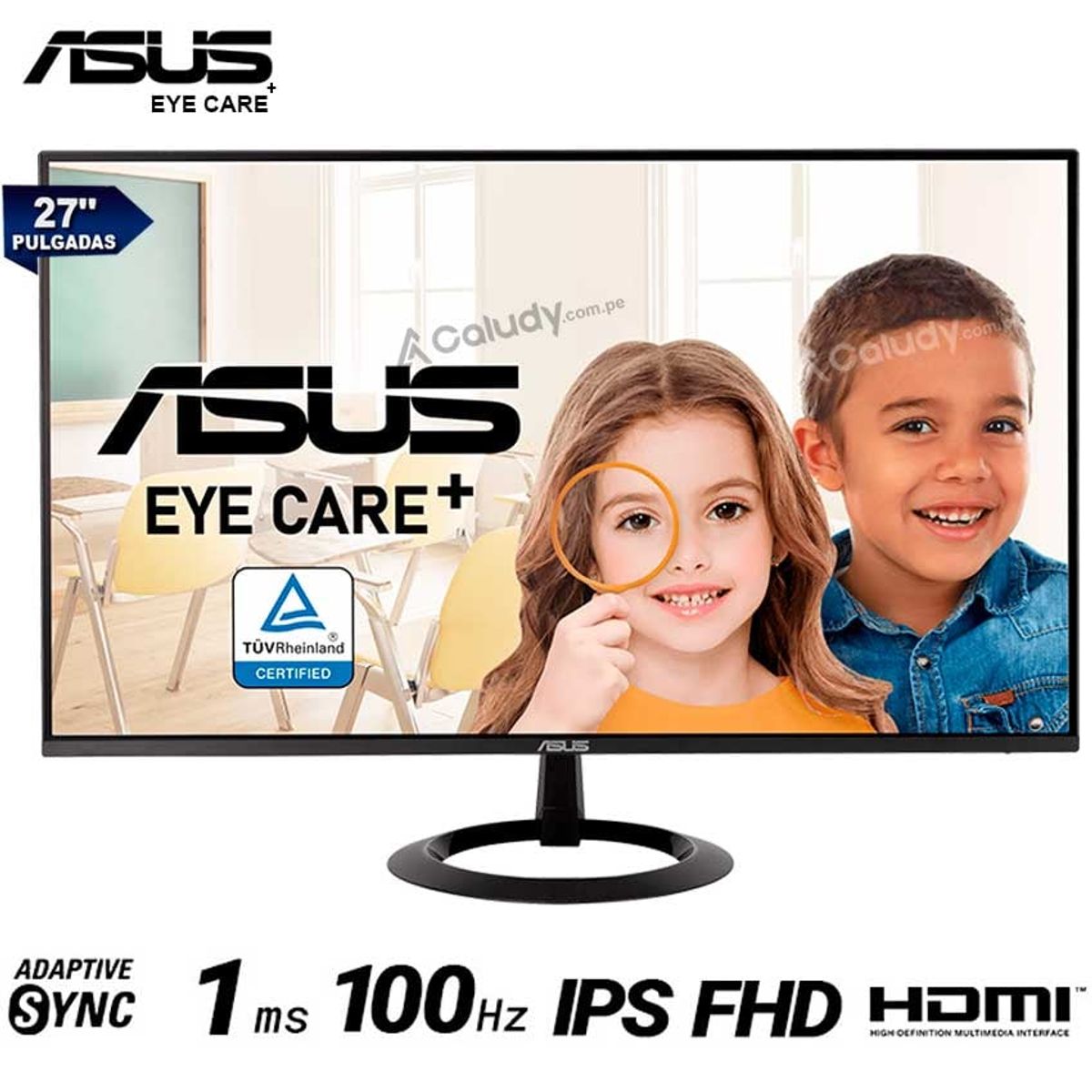 ASUS - Monitor Gamer ASUS VZ27EHF Eye Care Ultra Slim 27 IPS FHD 100Hz 1ms