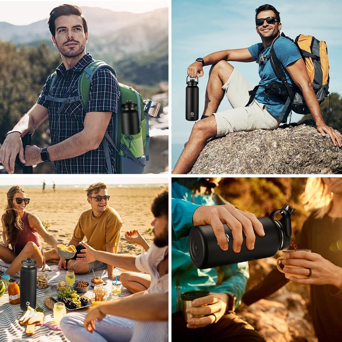 FJBOTTLE - FJBottle - Botella de acero con tapa de tritán 1200ml - Negro