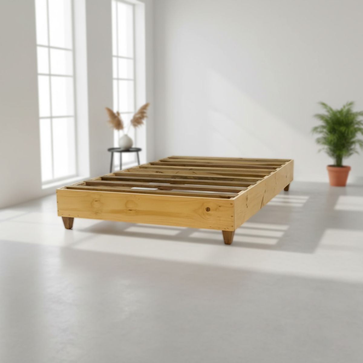 MUEBLES MACRUMO - Tarima Fija Ancha de Pino de 1.5 plazas