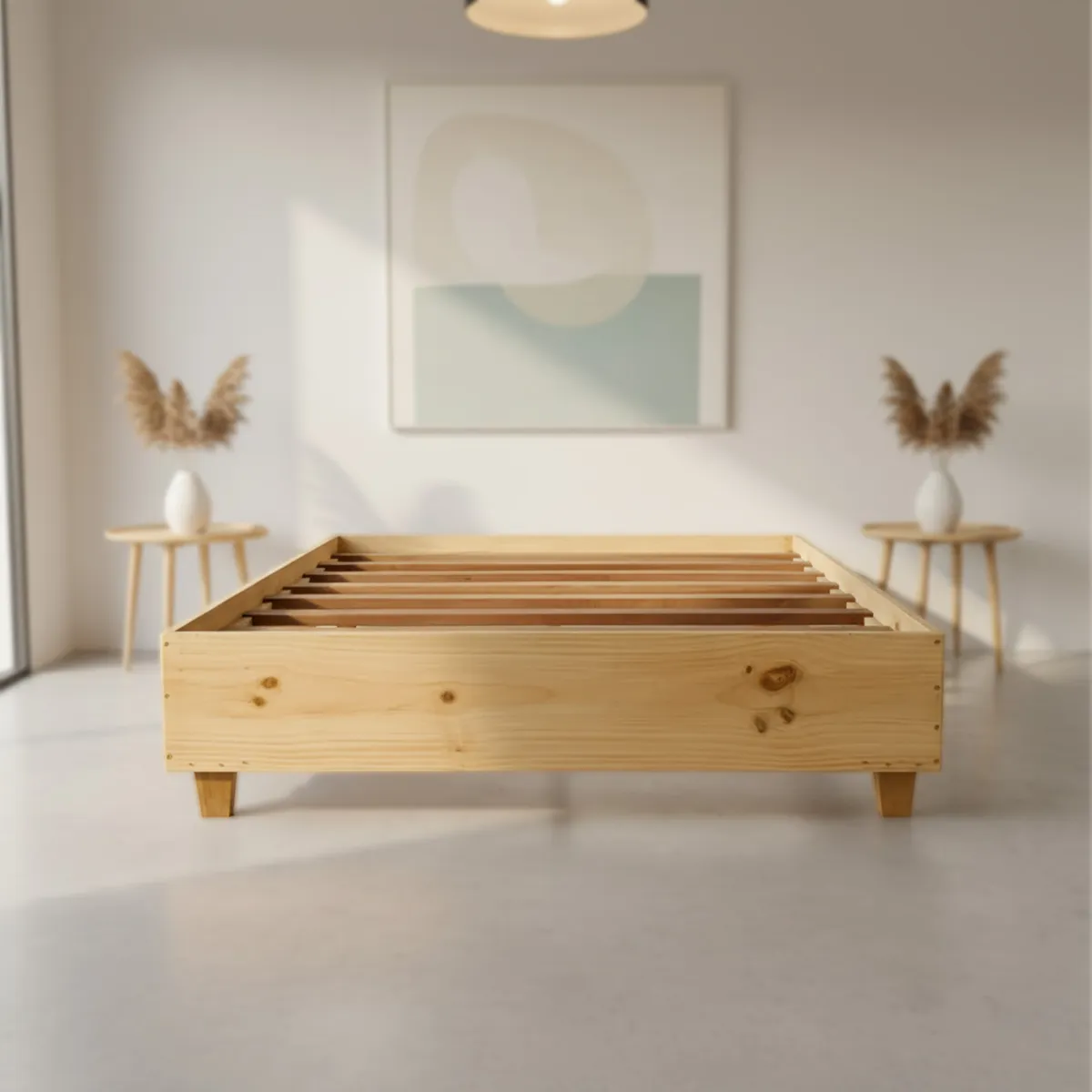 MUEBLES MACRUMO - Tarima Fija Ancha + Encajonada de Pino de 2 plazas