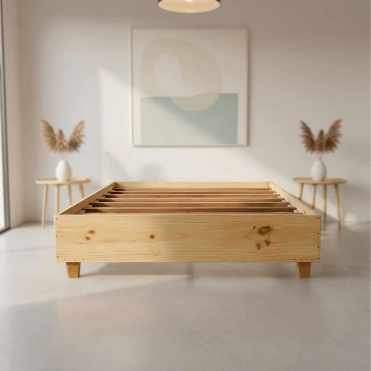 MUEBLES MACRUMO - Tarima Fija Ancha + Encajonada de Pino de 2 plazas