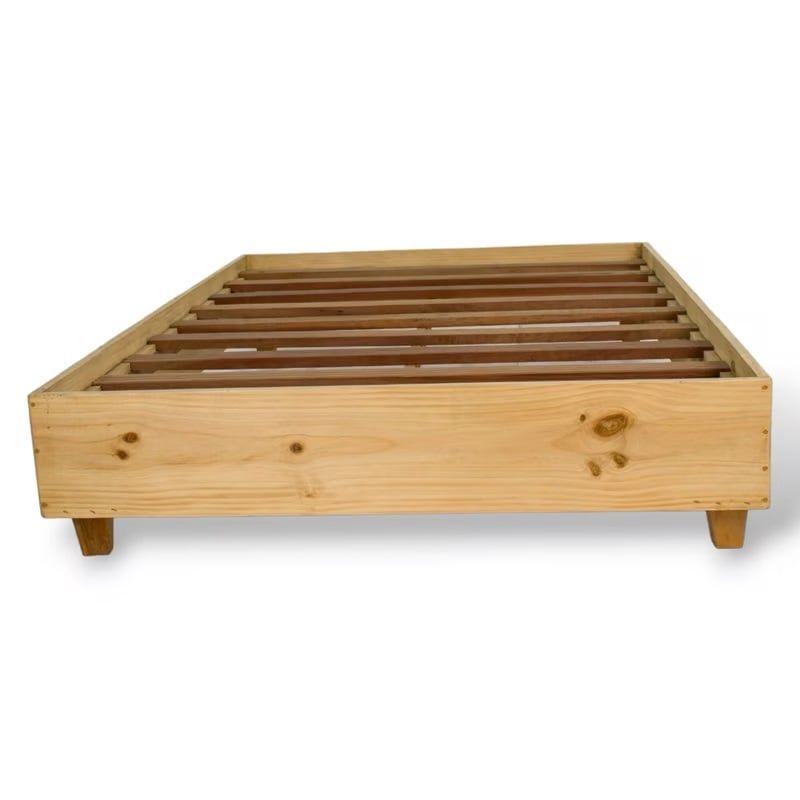 MUEBLES MACRUMO - Tarima Fija Ancha + Encajonada de Pino de 1.5 plazas
