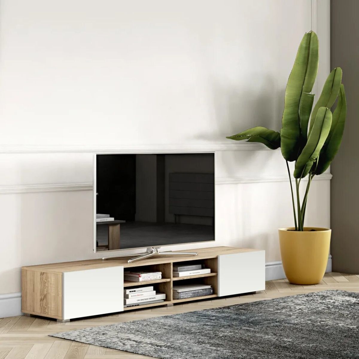 TU MESITA - Mesa de TV Zizur Blanco 185 cm