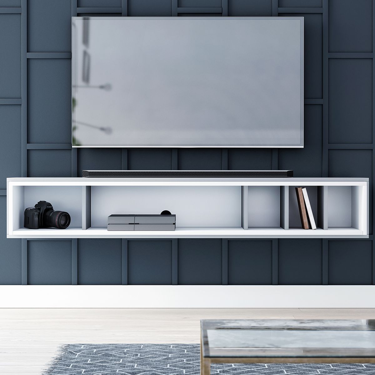 TU MESITA - Mesa de TV Flotante Cintia color GrisBlanco TU MESITA