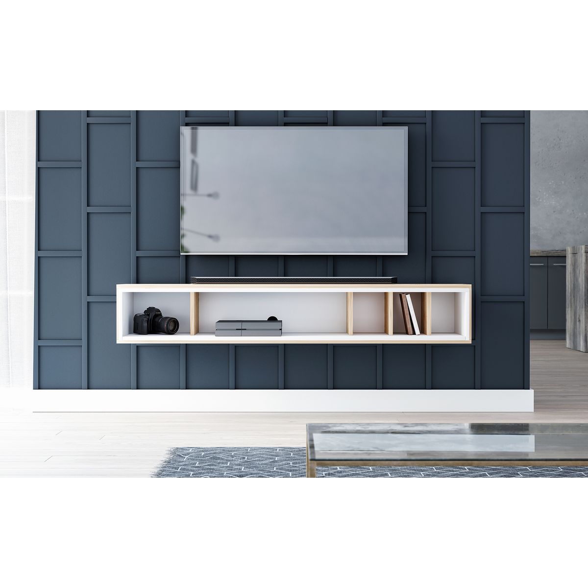 TU MESITA - Mesa de TV Flotante Cintia color DunaBlanco TU MESITA