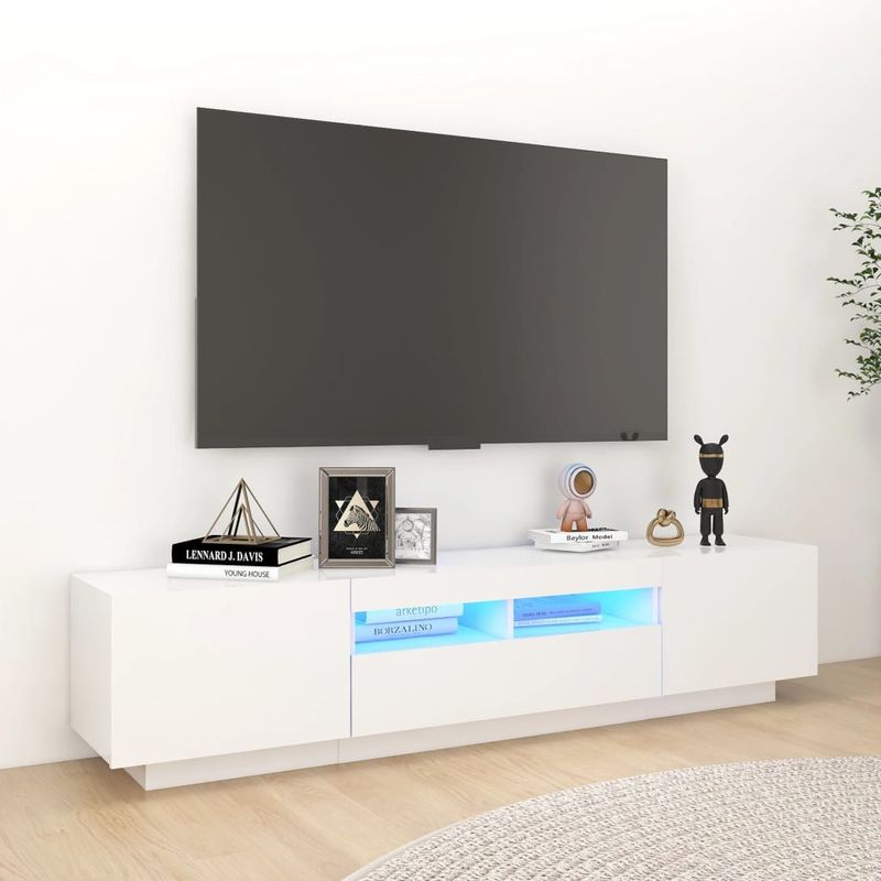 TU MESITA - Mueble de TV Jack con luces LED color Blanco TU MESITA 3 puertas