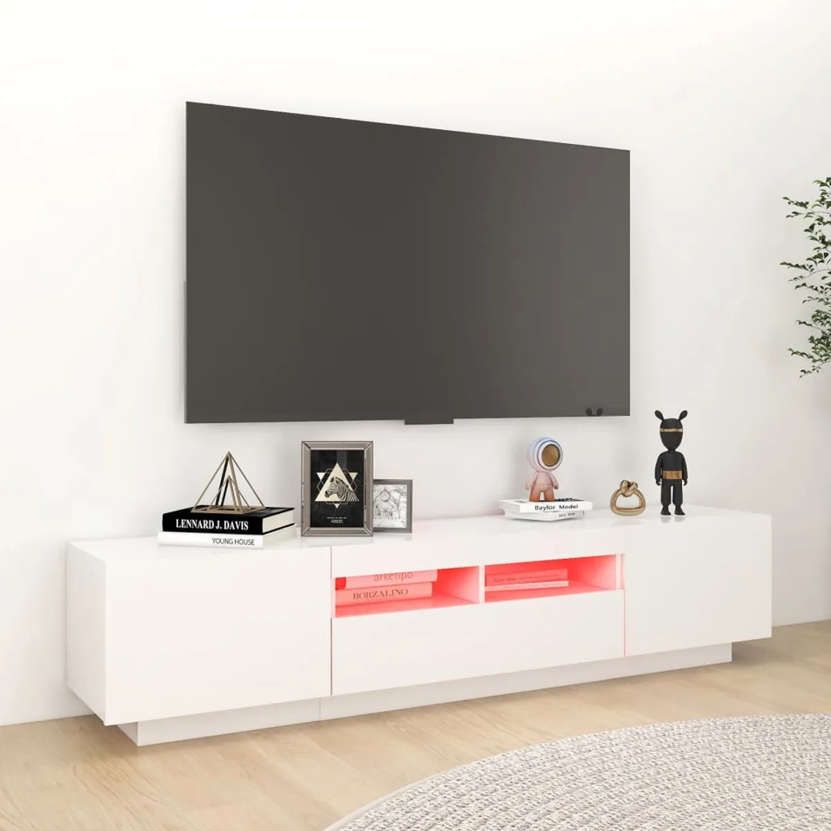 TU MESITA - Mueble de TV Jack con luces LED color Blanco TU MESITA 3 puertas