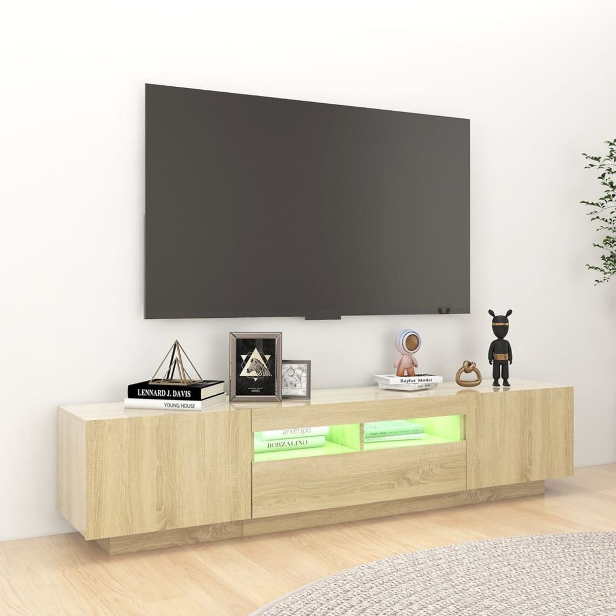 TU MESITA - Mueble de TV Jack con luces LED color Duna TU MESITA 3 puertas