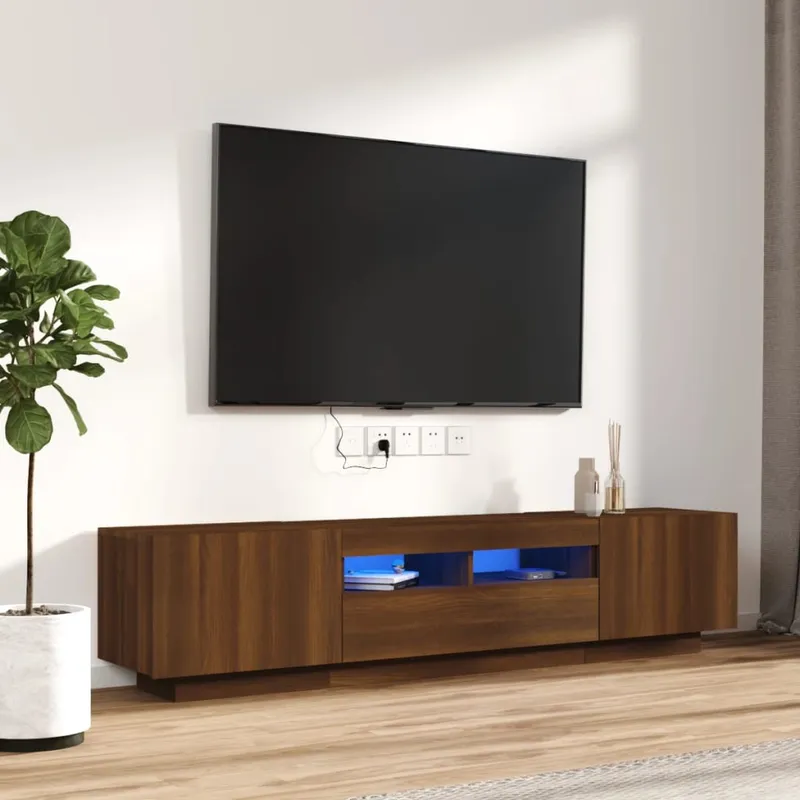 TU MESITA - Mueble de TV Jack con luces LED color Marrón TU MESITA 3 puertas