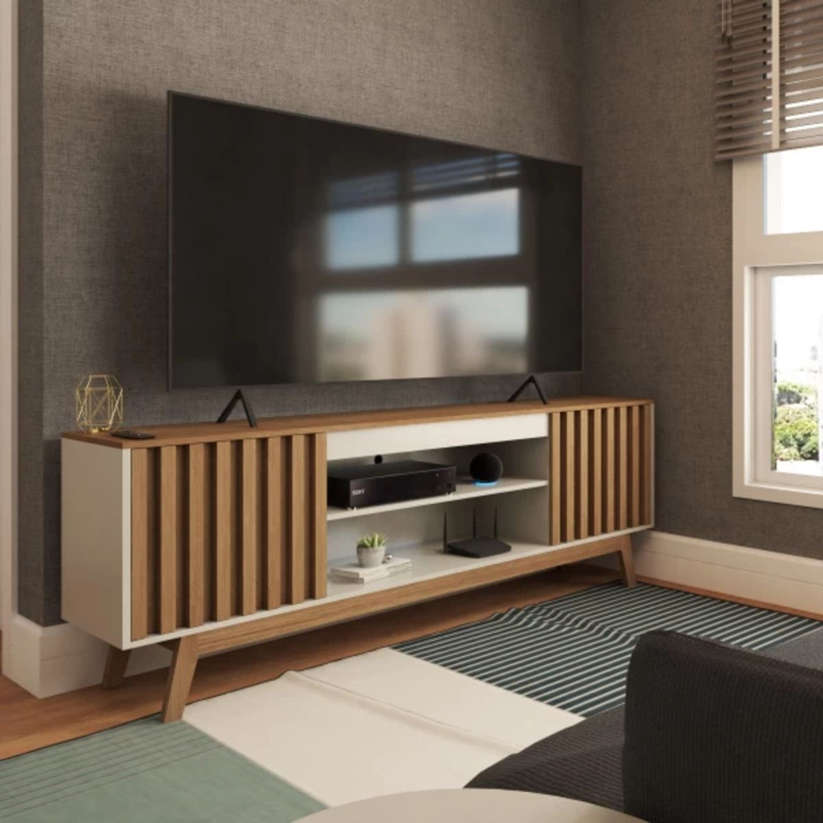 TU MESITA - Mesa de TV Moderna Leonor color MarrónBlanco TU MESITA