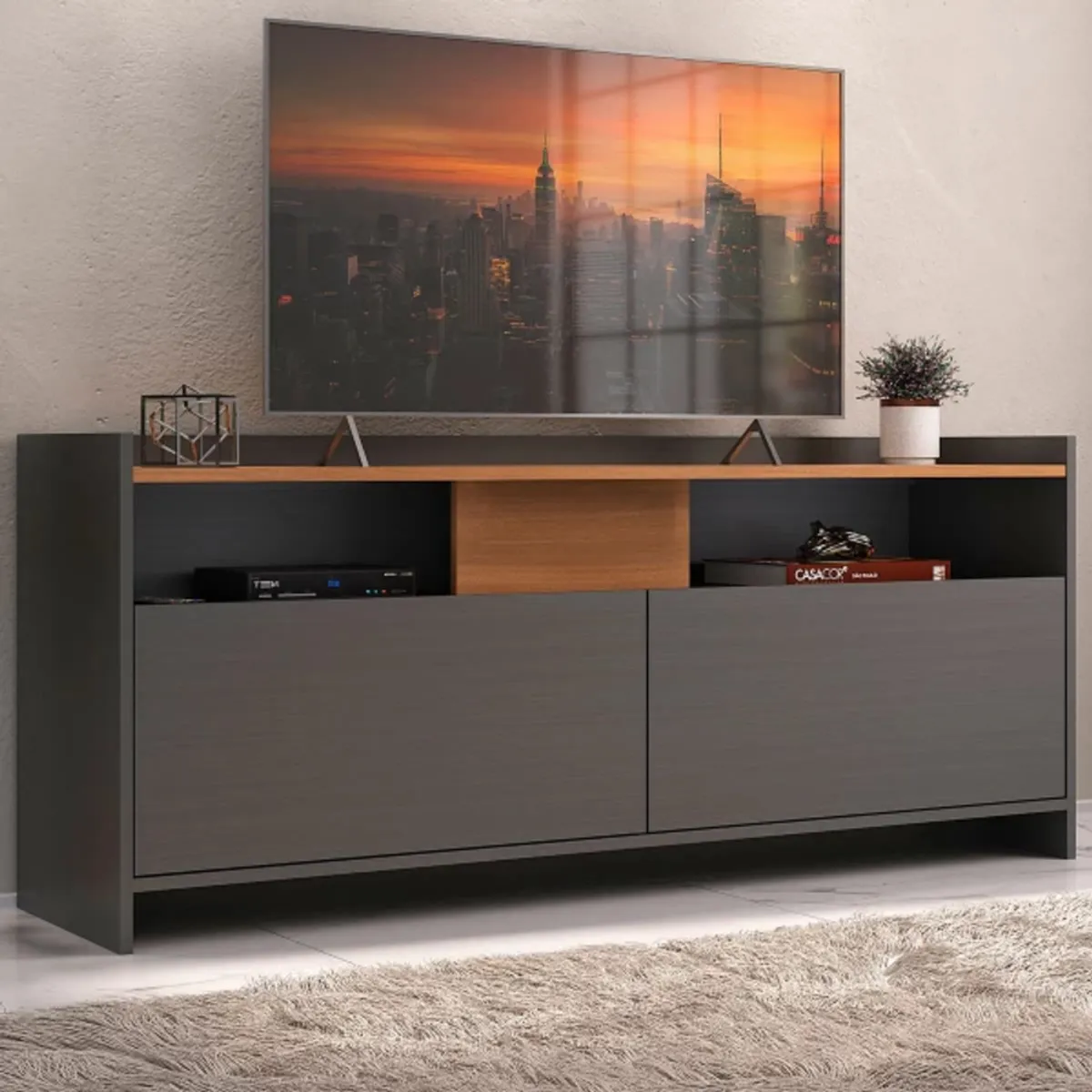 TU MESITA - Mesa de TV Moderna Nápoles color NegroHaya TU MESITA 2 puertas