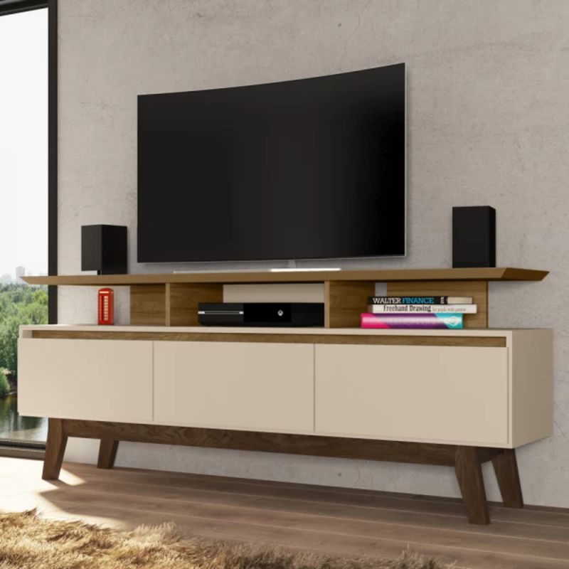 TU MESITA - Mesa de TV Rústica Sofía color BlancoMarrón TU MESITA 3 puertas