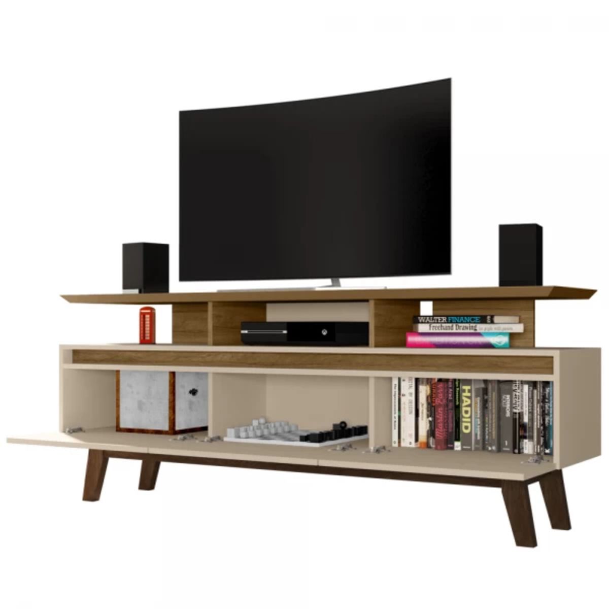 TU MESITA - Mesa de TV Rústica Sofía color BlancoMarrón TU MESITA 3 puertas