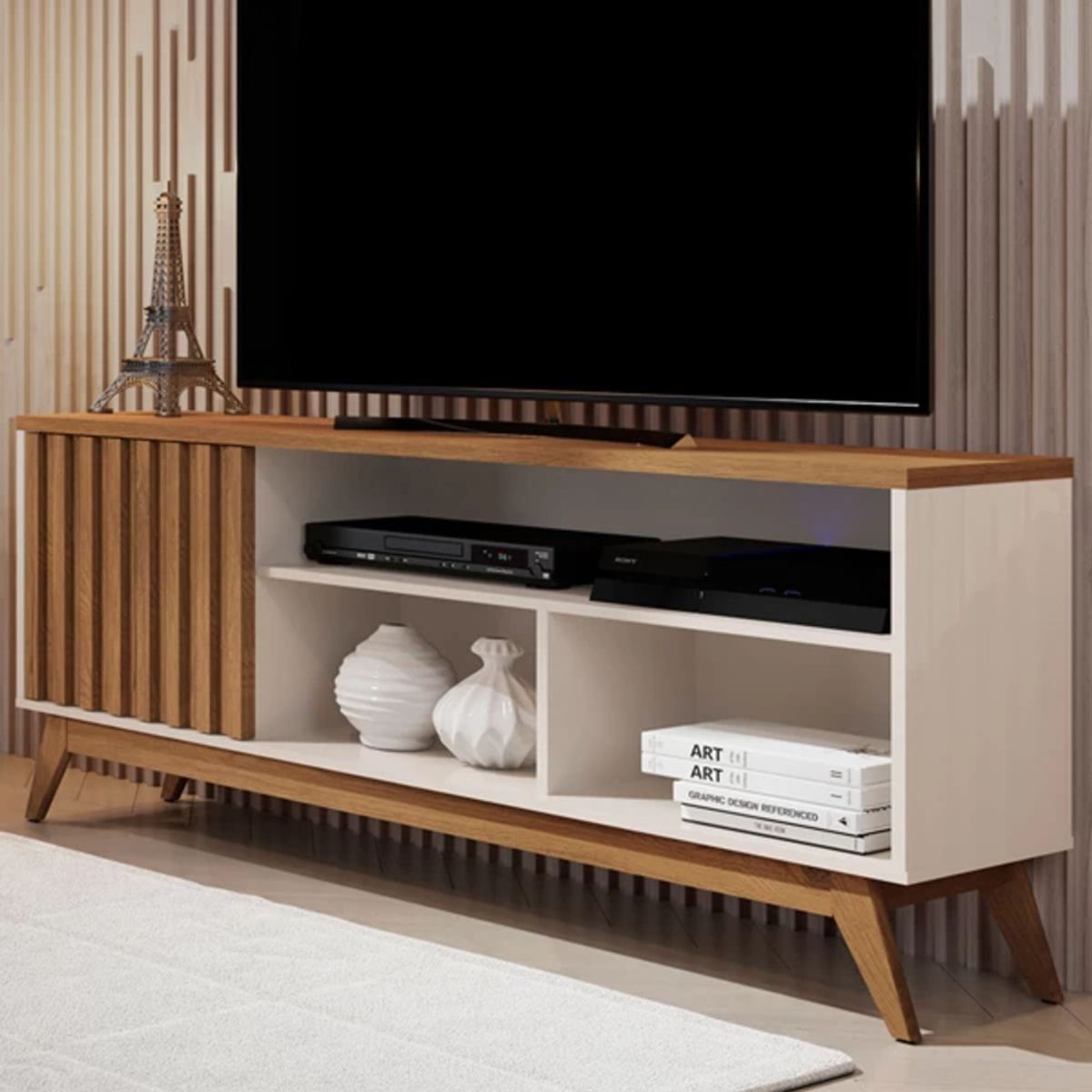 TU MESITA - Mesa de TV Nórdica Malbec color MarrónBlanco TU MESITA 1 puerta