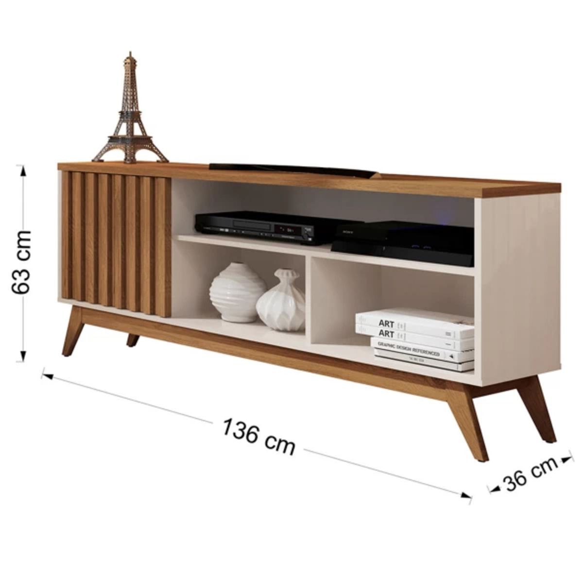 TU MESITA - Mesa de TV Nórdica Malbec color MarrónBlanco TU MESITA 1 puerta