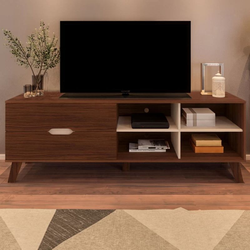 TU MESITA - Mesa de TV Clásica Verona 2 cajones TU MESITA color Marrón