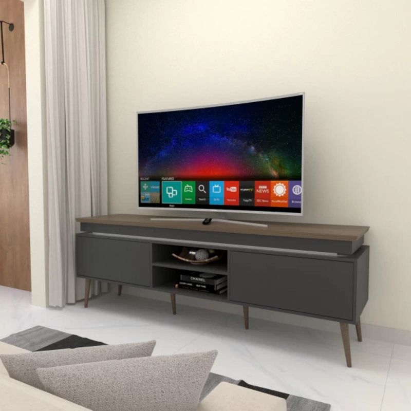 TU MESITA - Mesa de TV Moderna Valteri con luces LED color Gris oscuro TU MESITA