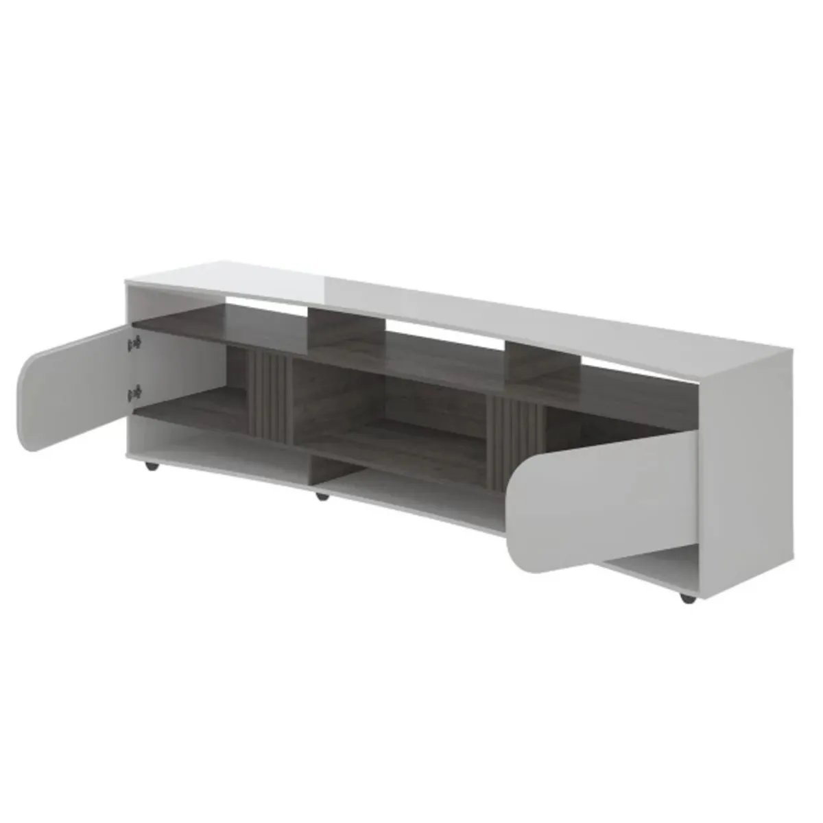 TU MESITA - Mesa Moderna de TV Maverik color MarrónBlanco 2 puertas TU MESITA